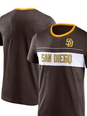 L⚾Fanatics Genuine Major League Baseball Gold San Diego Brown T-shirt Tee
